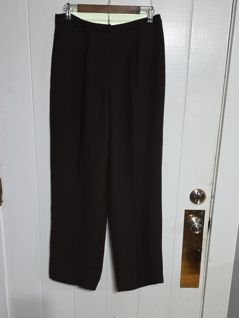 AK Anne Klein Elements Women's Dress Pants Brown Lined Career Casual Sz 12 EUC